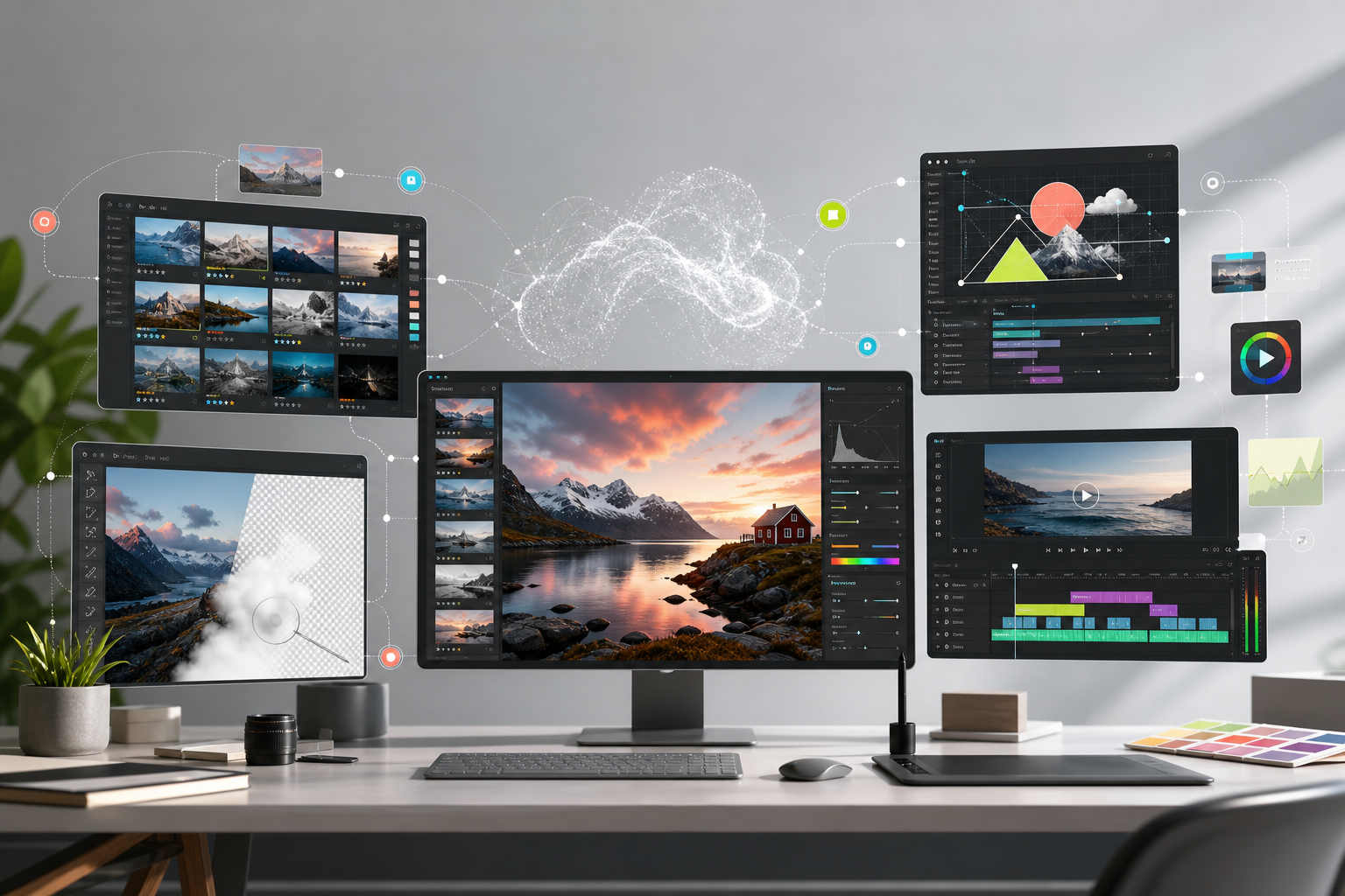 Editorial illustration about Adobe AI features becoming part of creative workflows