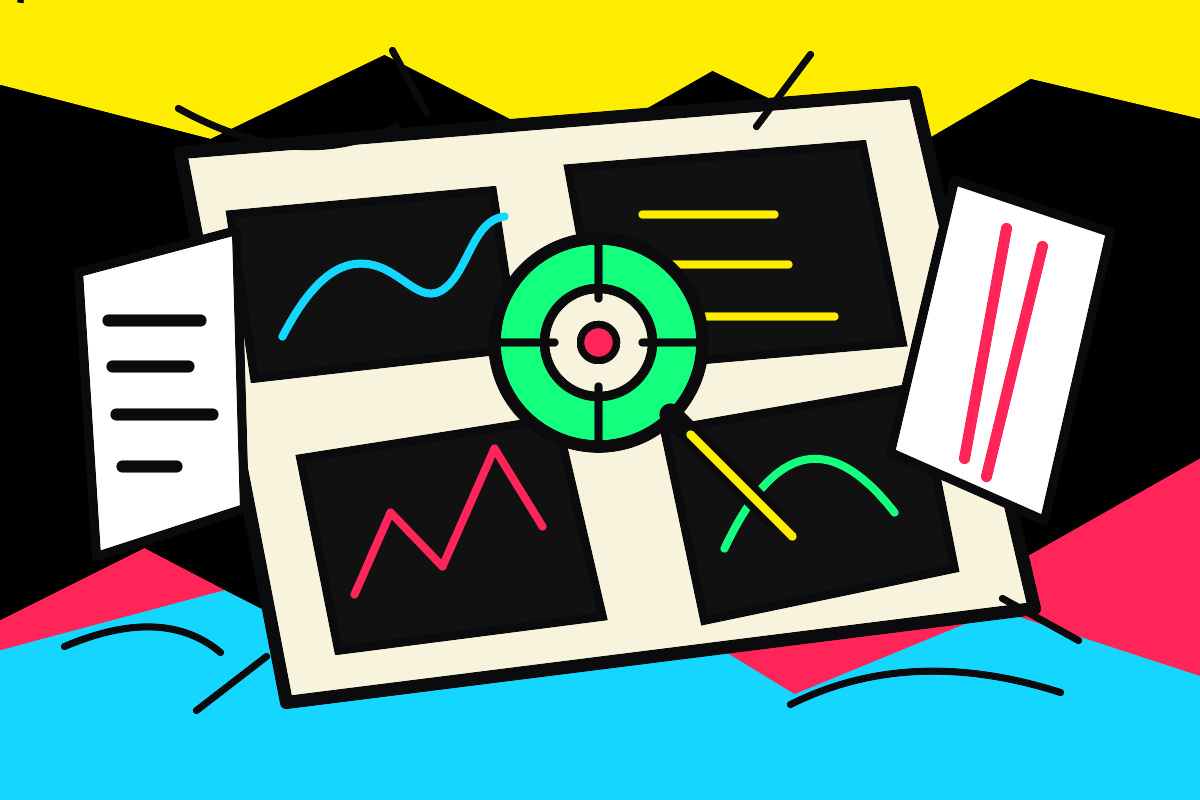 Surreal high-contrast analytics dashboard illustration representing the GEO measurement problem