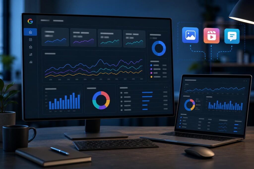 Google Search Console platform properties social content performance dashboard