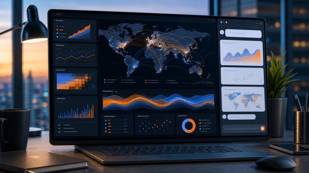 AI-powered internet data dashboard with global network charts for Cloudflare Radar Researcher article